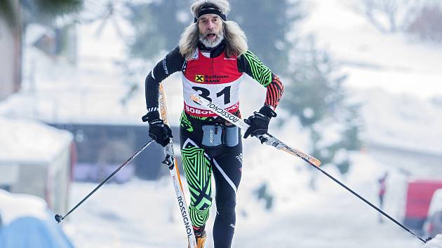 Závod na běžkách Boboloppet se uskutečnil 4. února 2017 v Jizerských horách již po sedmé. Start i cíl 90 kilometrů dlouhé trati byl na stadionu v Bedřichově. Na snímku Milan Jelínek.