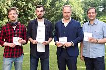 Autoři Google poezie (zleva Daniel Poláček, Tomáš Miklica, Martin Toman, Tomáš Coufal)