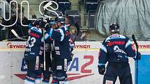 Utkání 23. kola Tipsport extraligy ledního hokeje se odehrálo 19. listopadu v liberecké Home Credit areně. Utkaly se celky Bílí Tygři Liberec a HC Kometa Brno. Na snímku je radost hokejistů Liberce.