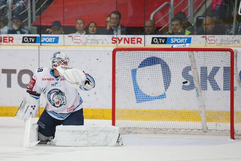 extraliga, hokej, Bílí Tygři Liberec, Dynamo Pardubice  35. kolo extraligy ledního hokeje mezi Bílí Tygři Liberec a Dynamo Pardubice. Na snímku Dominik Hrachovina