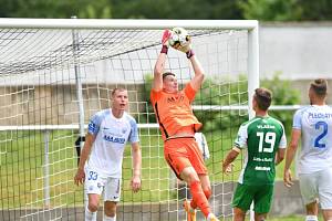 Liberec - Vlašim 3:1. Slovan si do Mnichova Hradiště pozval druholigovou Vlašim (v zeleném) a v poklidu vyhrál. Foto: fcslovanliberec.cz