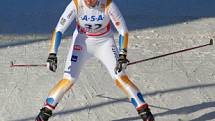 V lyžařském areálu ve Vesci běžely ženy 10kilometrů volně. Na snímku Švédka Charlotte Kalla, která si doběhla pro bronz.