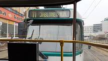 Cesta tramvaji 11 do Jablonce a zpátky.