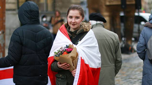 Běloruští studenti z liberecké univerzity vyjádřili podporu lidem z Ukrajiny. Na snímku Jelizaveta Dauhulevich.
