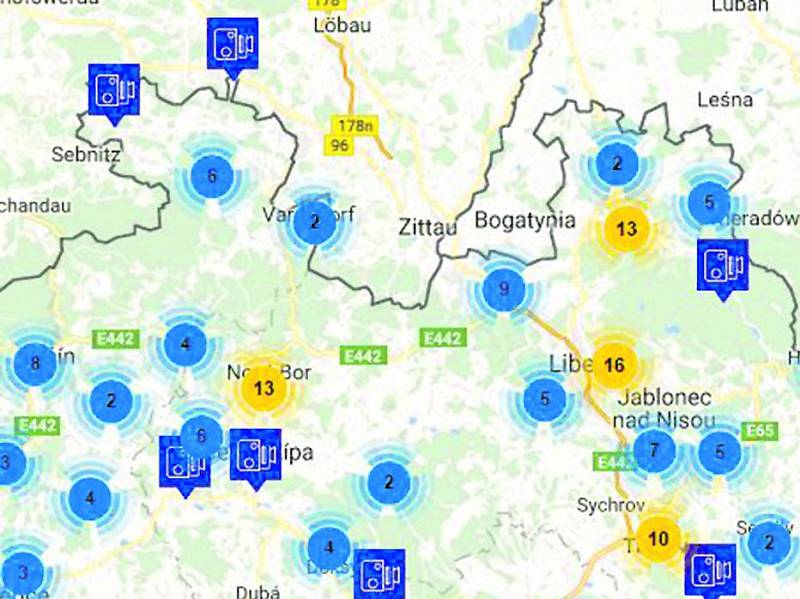 Kde se špatně jezdí? Výsek interaktivní mapy, kterou zveřejnila Policie ČR