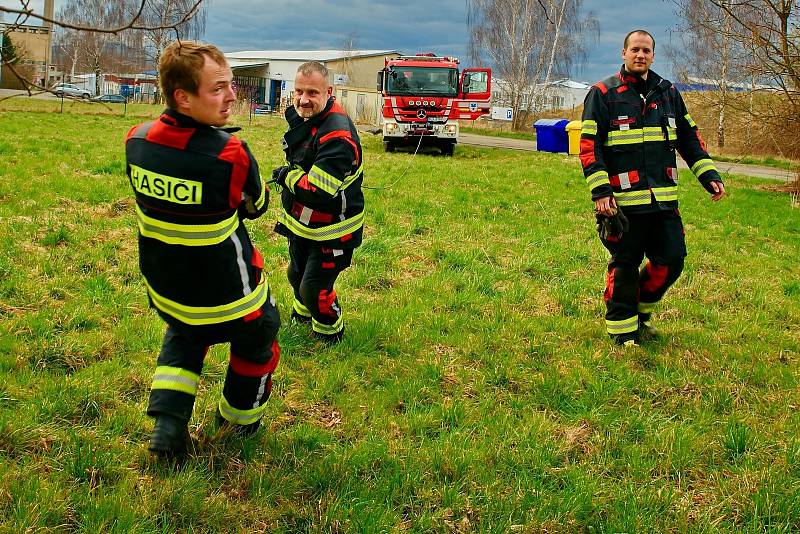 Hrádečtí dobrovolní hasiči pokáceli stromy na místě výstavby pro záchranku