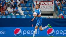 Zápas 3. kola první fotbalové ligy mezi týmy FC Slovan Liberec a FK Teplice se odehrál 4. srpna na stadionu U Nisy v Liberci. Na snímku je Jan Pázler.