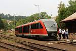 Prezentační jízda železničního dopravce Arriva na tratích v Libereckém kraji. Na snímku vlak Siemens Desiro zachycen ve stanici Lomnice nad Popelkou.