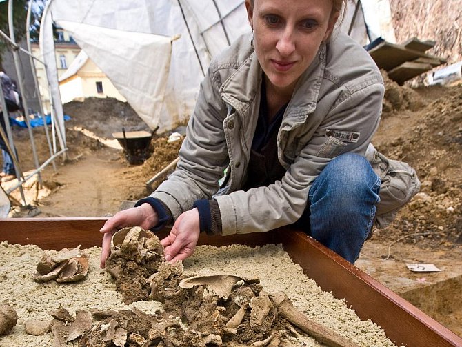 Kostra, kterou našli archologové našli v ulici Kostelní v Hrádku nad Nisou.
