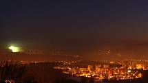 Pohled na Liberec v noci.