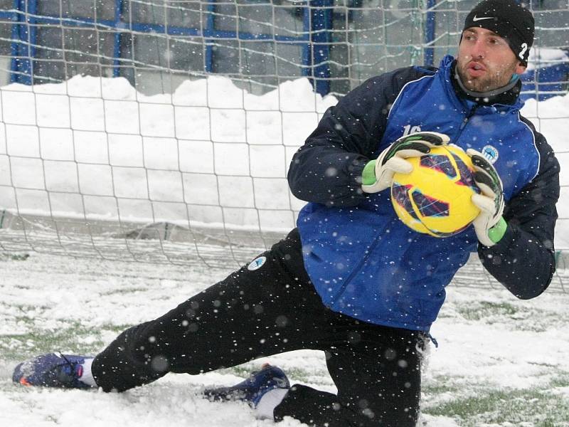 První trénink před jarním kolem ligy absolvovali fotbalisté FC Slovan Liberec na umělém trávníku U Nisy.