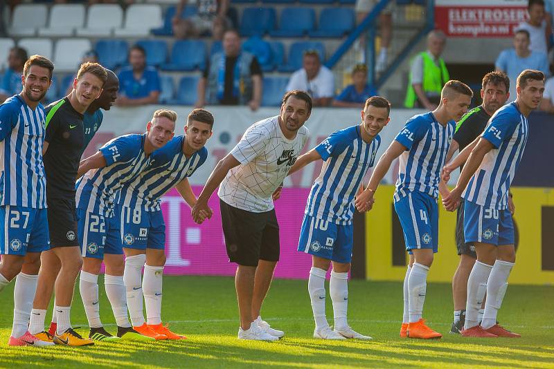 Zápas 1. kola první fotbalové ligy mezi týmy FC Slovan Liberec a MFK Karviná se odehrál 21. července na stadionu U Nisy v Liberci. Na snímku je radost hráčů Liberce.