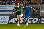 Zápas 26. kola první fotbalové ligy mezi týmy FK Jablonec a FC Slovan Liberec se odehrál 29. dubna na stadionu Střelnice v Jablonci nad Nisou. Na snímku vlevo je Lukáš Masopust.