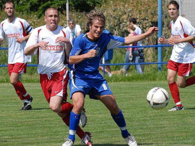 Momentka z divizního zápasu Třeboň - Votice (2:1).