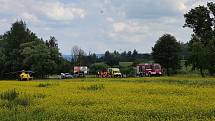 Nedaleko jindřichohradeckého letiště bourali motorkáři a osobní auto.