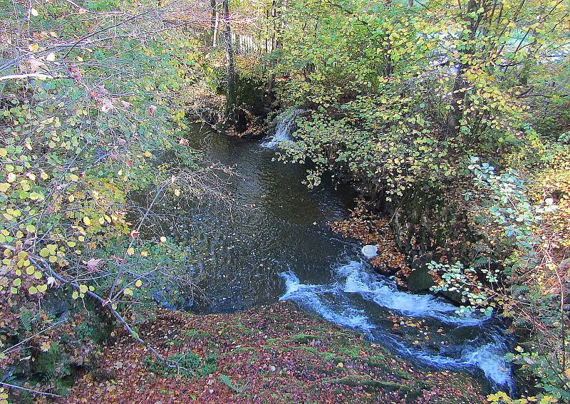 Zámek Červená Lhota má své kouzlo i v podzimních barvách. Návštěvníkům vůbec nevadí, že není rybník úplně plný vodou, ale lodičky jim schází.
