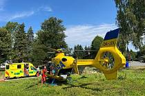 Zásah vrtulníku u vážné dopravní nehody.