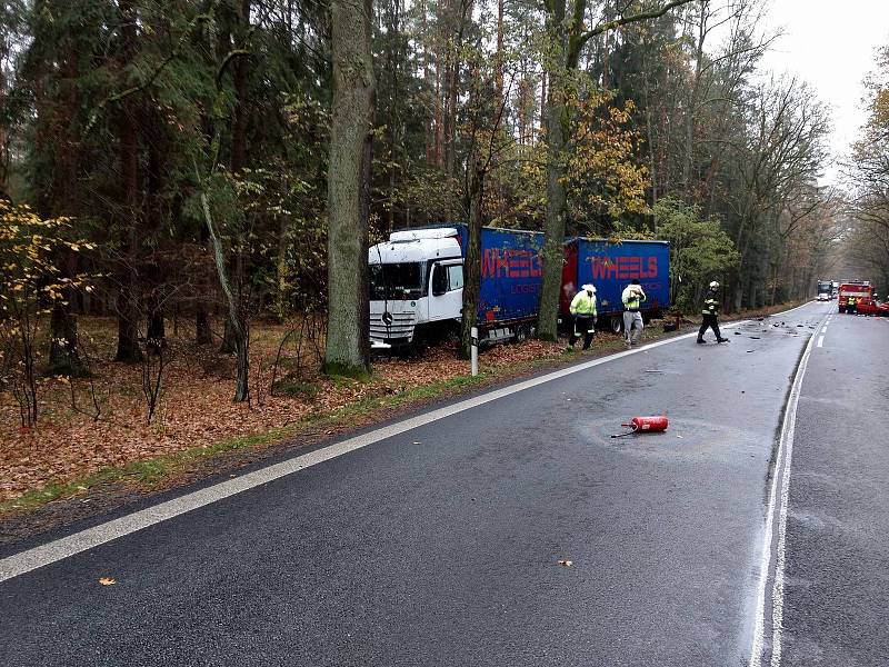 Střet osobního auta s kamionem u Majdaleny si vyžádal život řidičky.