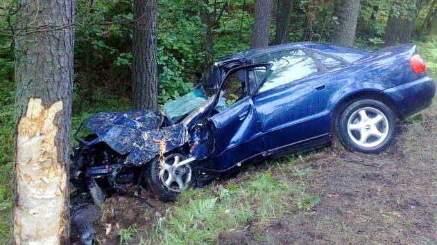 Náraz do stromu u Halámek přinesl řidiči těžké zranění. 