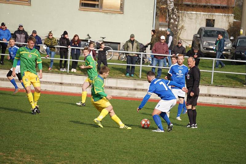 Fotbalisté Nové Bystřice v I. B třídě doma zdolali Třebětice 3:1.