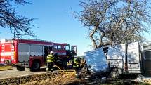 Dopravní nehoda u Novosedel nad Nežárkou v pátek 14. ledna.