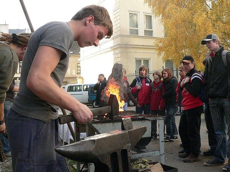 VZDĚLÁNÍ. Práce studenta Zdeňka Jíry z oboru umělecký kovář a zámečník ze Středního odborného učiliště technického ze Soběslavi zaujala včera nejednoho návštěvníka takzvané burzy škol.