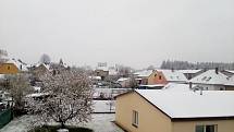Sníh 28. dubna měli také v Jarošově nad Nežárkou.