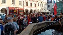 Demonstrace proti okupaci sovětskými vojsky v Třeboni.