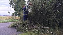 Rušnou noc z pátku na sobotu měli i hasiči z Deštné. Mimo jiné v Rosičce odstraňovali strom spadlý na střechu domu a u Chotěmic, které již leží v sousedním okrese, prořezávali zatarasenou silnici.