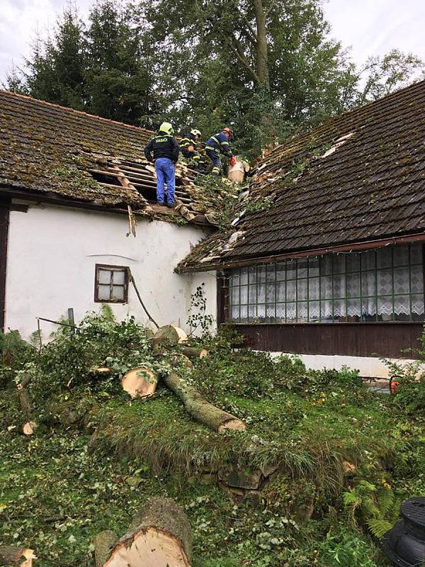 Rušnou noc z pátku na sobotu měli i hasiči z Deštné. Mimo jiné v Rosičce odstraňovali strom spadlý na střechu domu a u Chotěmic, které již leží v sousedním okrese, prořezávali zatarasenou silnici.