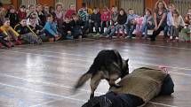 Ukázky výcviku policejních psů a beseda s žáky 3. základní školy v Jindřichově Hradci.