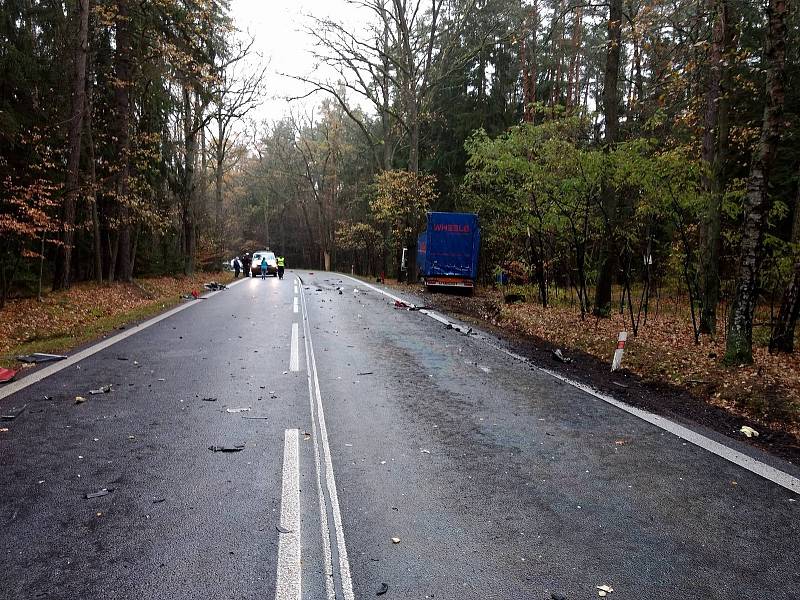 Střet osobního auta s kamionem u Majdaleny si vyžádal život řidičky.