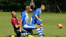 Fotbalisté Studené (v modrých dresech) doma v 2. kole I. B třídy porazili Novou Bystřici 4:3.