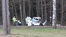 U Lásenice se střetlo osobní auto s kamionem. Jedna osoba v autě na místě zemřela, druhá byla těžce zraněná. 
