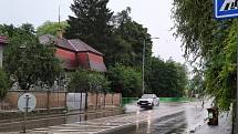 Přívalové deště v Jindřichově Hradci 5. července 2022.