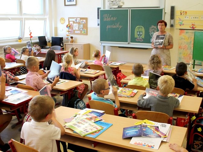 První školní den v základní škole B. Němcové v Dačicích.