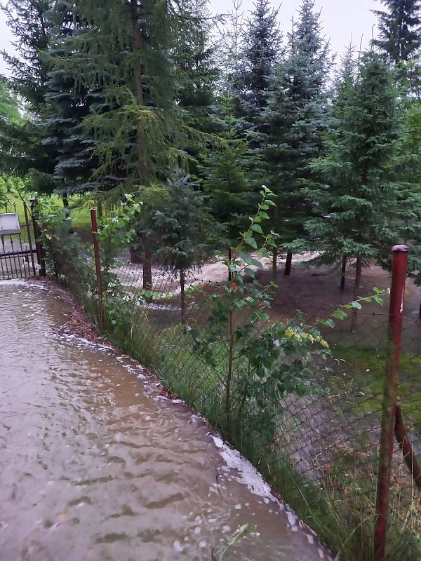 Přívalové deště v Suchdole nad Lužnicí 5. července 2022.