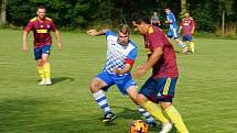 Fotbalisté Studené (v modrých dresech) doma v 2. kole I. B třídy porazili Novou Bystřici 4:3.