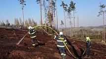 Rozsáhlý požár lesa u Cizkrajova na Dačicku.