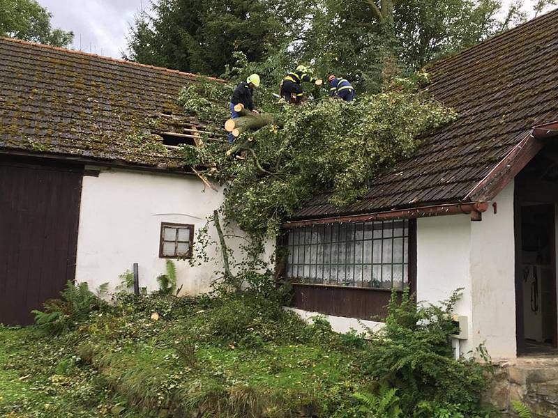 Rušnou noc z pátku na sobotu měli i hasiči z Deštné. Mimo jiné v Rosičce odstraňovali strom spadlý na střechu domu a u Chotěmic, které již leží v sousedním okrese, prořezávali zatarasenou silnici.