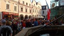 Demonstrace proti okupaci sovětskými vojsky v Třeboni.