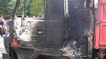 Výsledek po požáru zaparkovaných Tater v areálu firmy v Rančířově na Jihlavsku