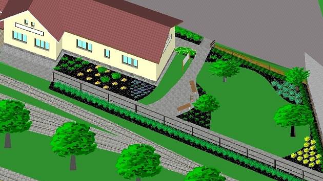 Takovou konečnou podobu by měla dostat zahrada u vlakového nádraží, ze které se stane útulný parčík pro turisty i Kamenické. 