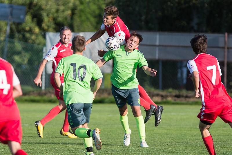 Fotbalové utkání krajského přeboru mezi TJ Dálnice Speřice a FC Náměšť nad Oslavou - Vícenice.