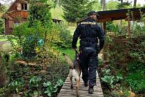 Policejní psovodi při kontrolách v chatových oblastech na Vysočině. Foto: poskytla PČŘ