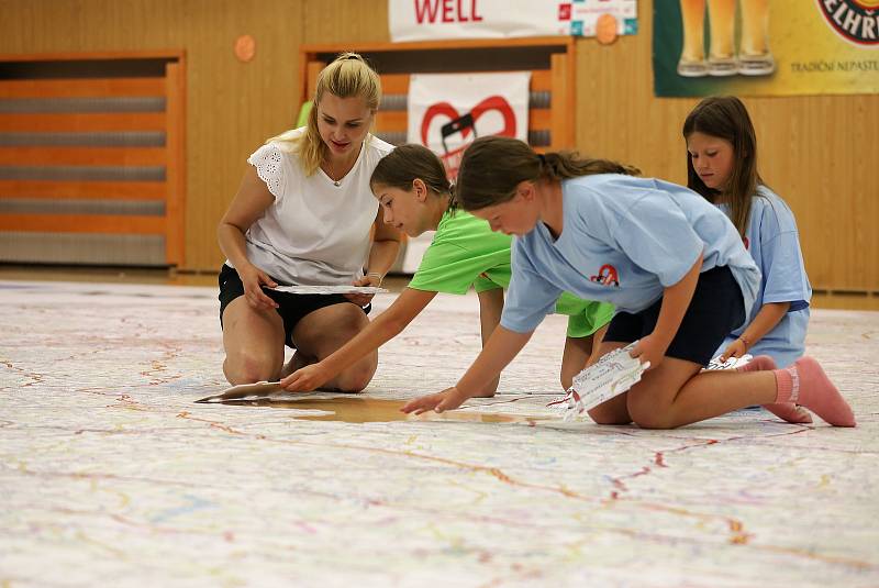 Složit mapu republiky z 5060 dílků puzzle trvalo sedmi školákům a čtyřem dospělým z nadačního fondu Děti bez mobilu téměř tři hodiny.