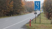 Nově značený úsek silnice I/34 mezi Pelhřimovem a Humpolcem.