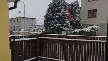 Sněhová nadílka z konce března na Pelhřimovsku.