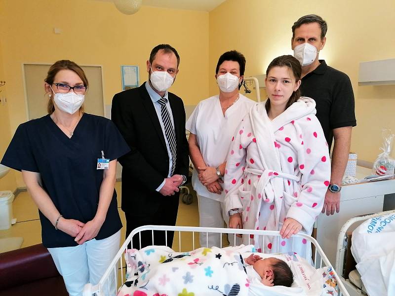 První miminko roku 2022 narozené v Nemocnici Pelhřimov.