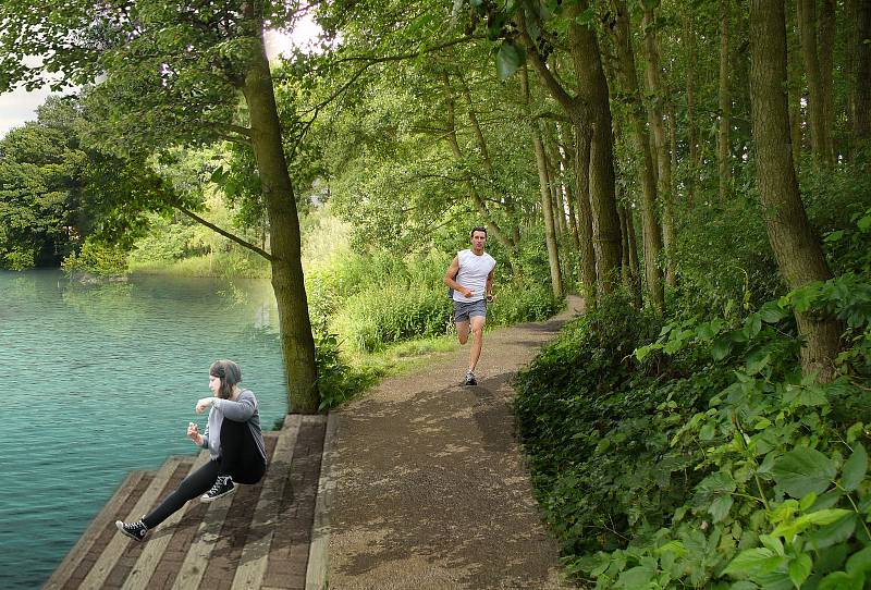 Revitalizace lokality rybníka Stráž dle vizualizace.